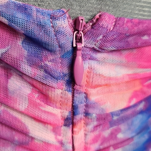 For Love & Lemons Natasha Floral Swim Cover Up Mesh Mini Dress in Multi Small - Picture 8 of 15